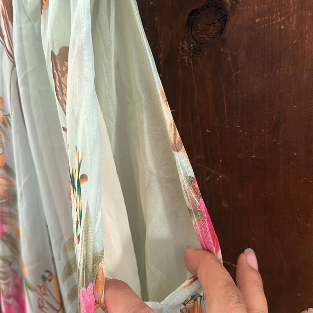 Chicwish Floral Maxi Dress - Green and Pink - Picture 6 of 9
